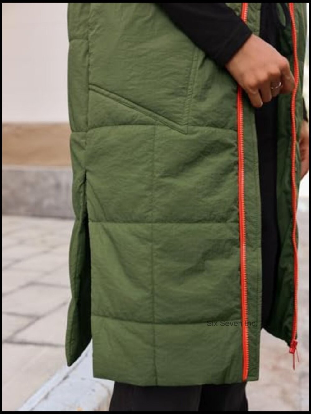 Long Quilted Puffer Vest Lightweight Sleeveless Winter Jacket Side Slit - Picture 2 of 5